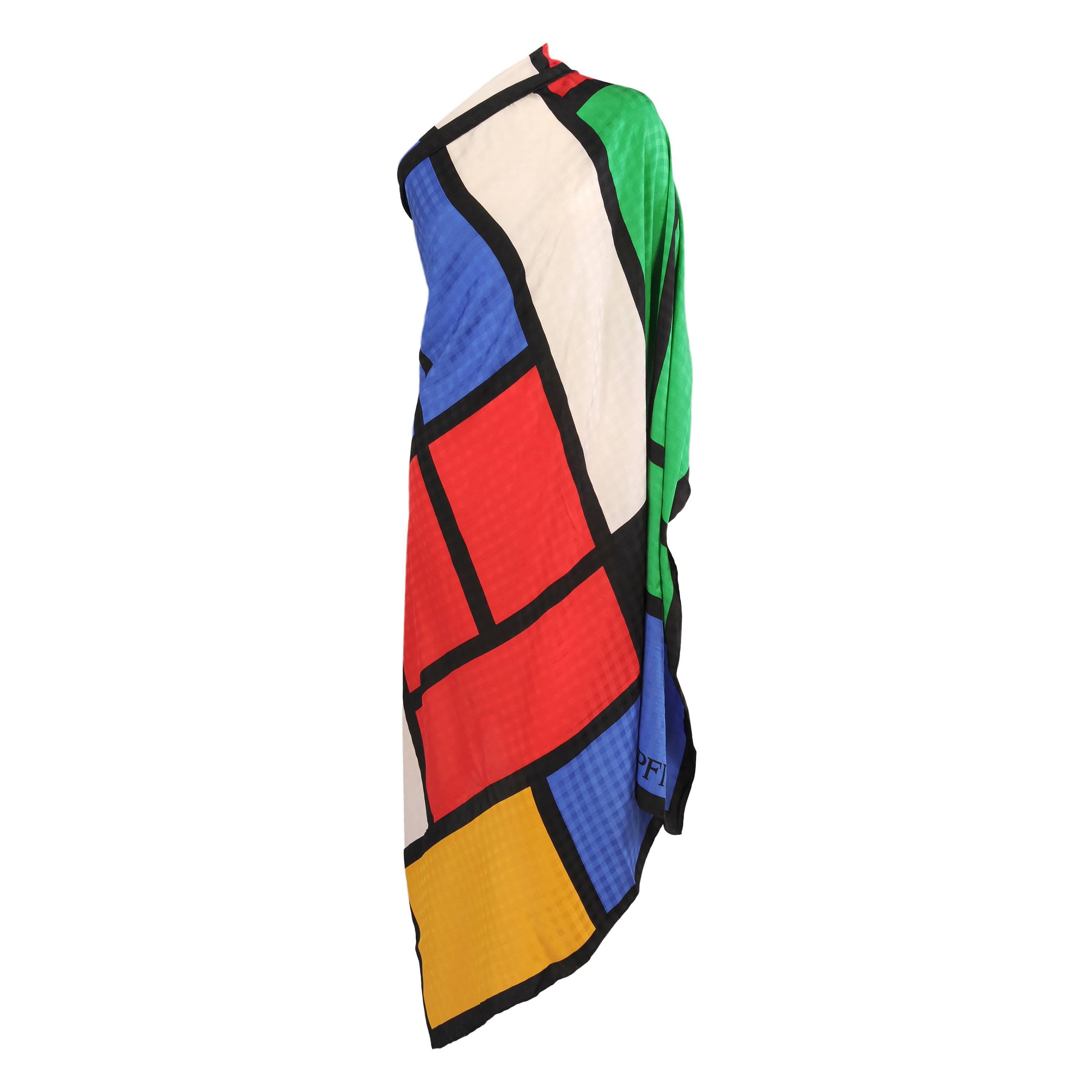 Mondrian Inspired Andrea Pfister Silk Shawl For Sale