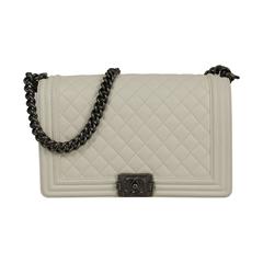 Chanel Quilted Leather Aged Silver Hdw Boy Shoulder Bag