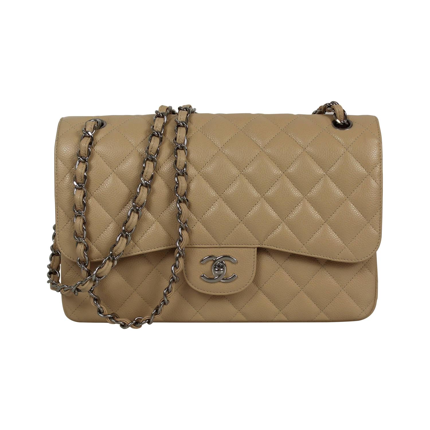 Chanel Quilted Caviar Leather Classic Double Flap Shoulder Bag at 1stdibs