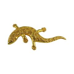 Dominique Aurientis Lizard Gilt Gold Pin- Brooch 1980s New Old stock 6