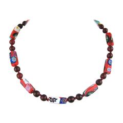Vintage Venetian Millefiori Red bead necklace 4
