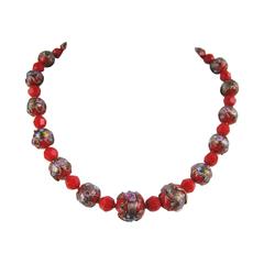 Vintage Wedding Cake Venetian Glass Beaded Necklace 11