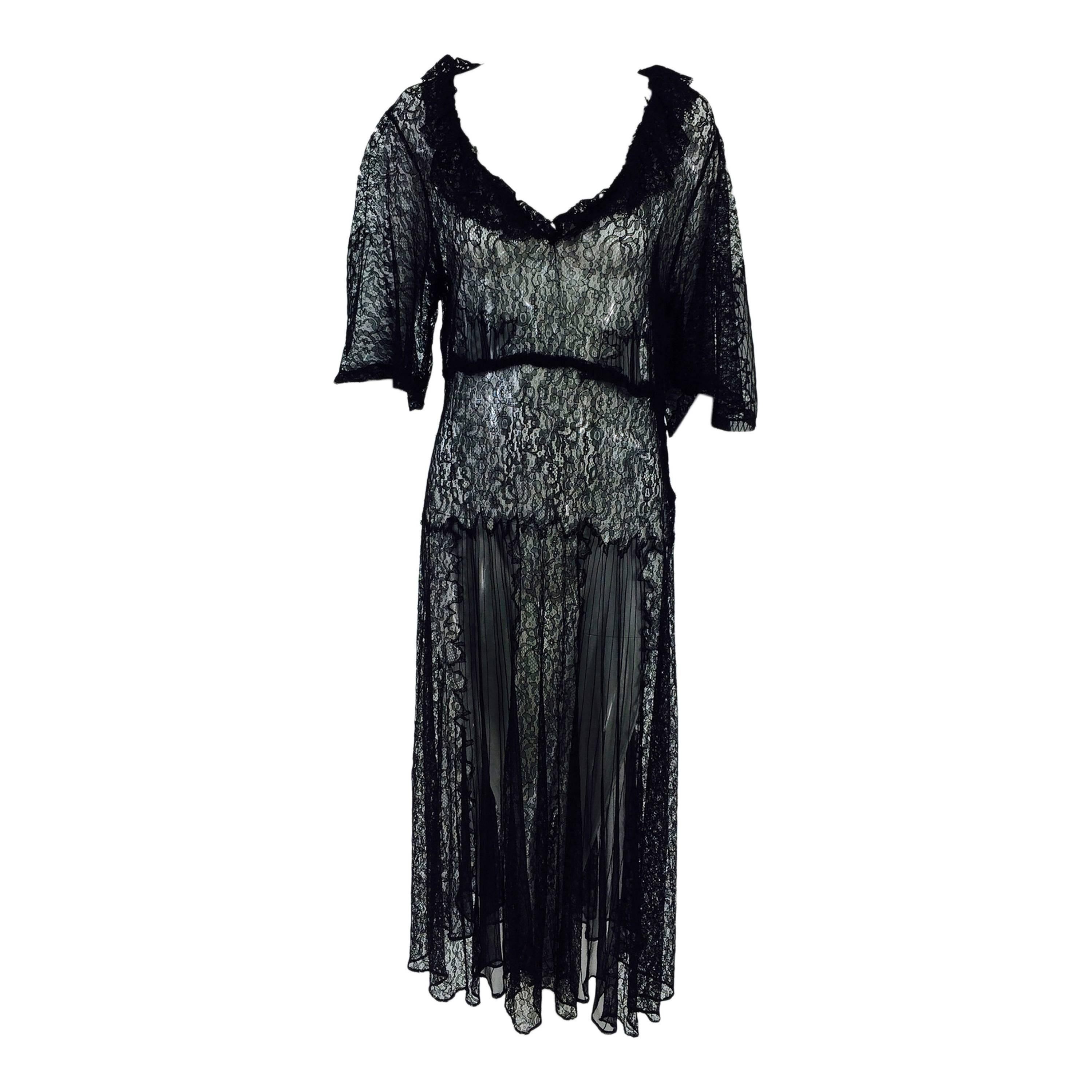 Black lace & chiffon dress from the 1940s