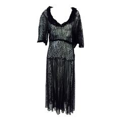 Vintage Black lace & chiffon dress from the 1940s