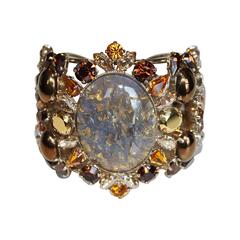 Philippe Ferrandis Amber Glass and Crystal Cuff Bracelet 7