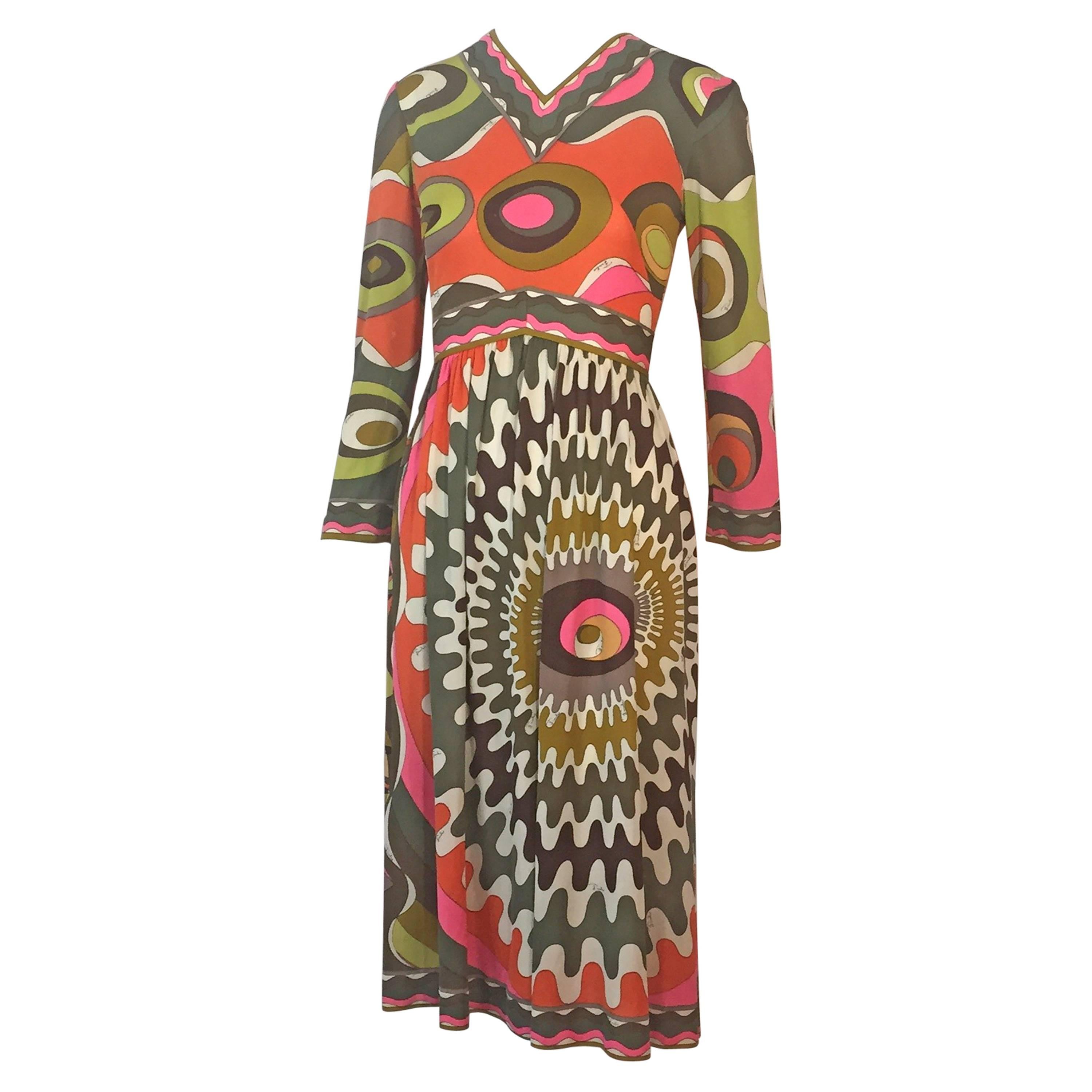 Emilio Pucci Kleid mit Seidenjersey-Druck aus den 1960er Jahren