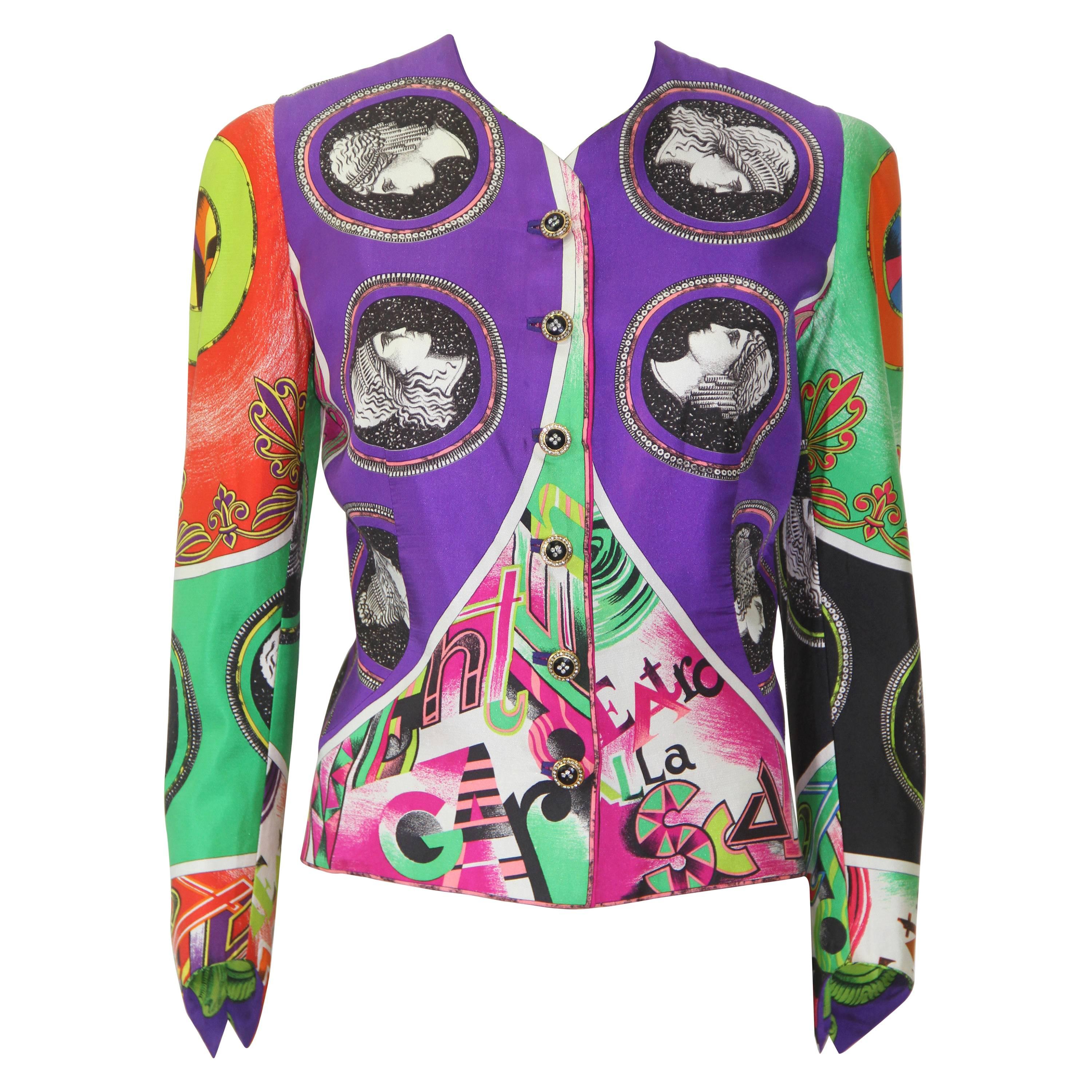 Iconic Gianni Versace Silk Pop Art Printed Jacket Spring 1991 For Sale