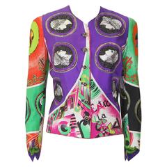 Iconic Gianni Versace Silk Pop Art Printed Jacket Spring 1991