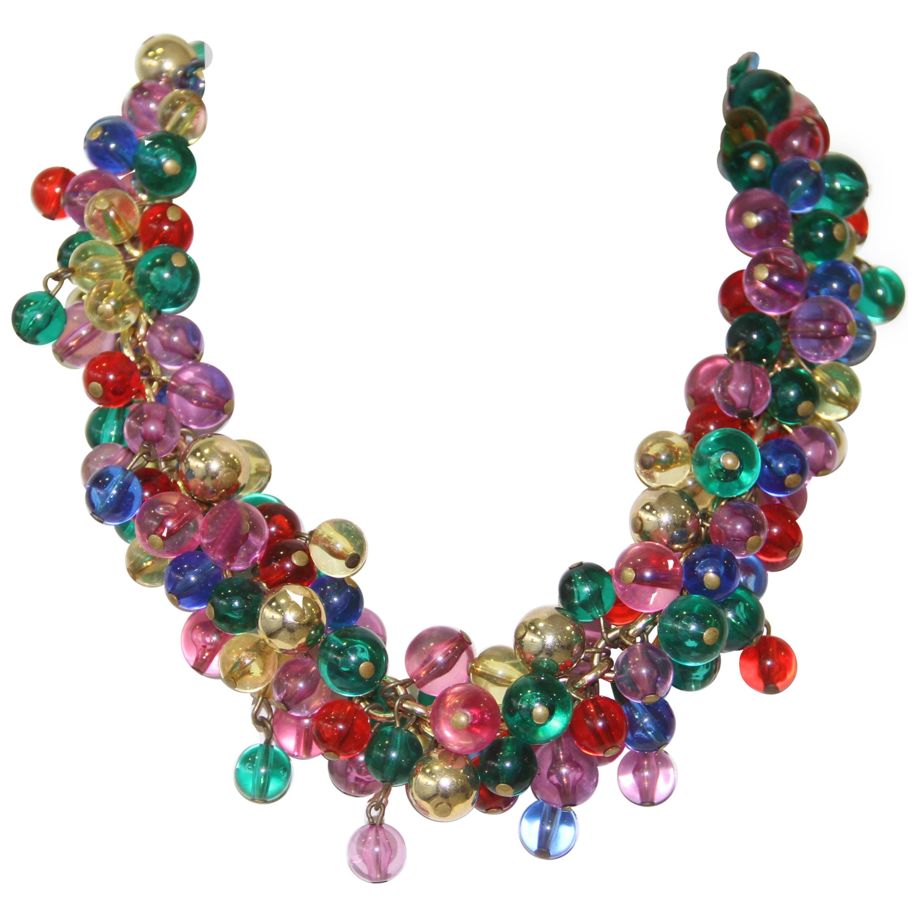 Rare Gianni Versace Glass Bead Multi-Strand Pop Art Collar Spring 1991 For Sale