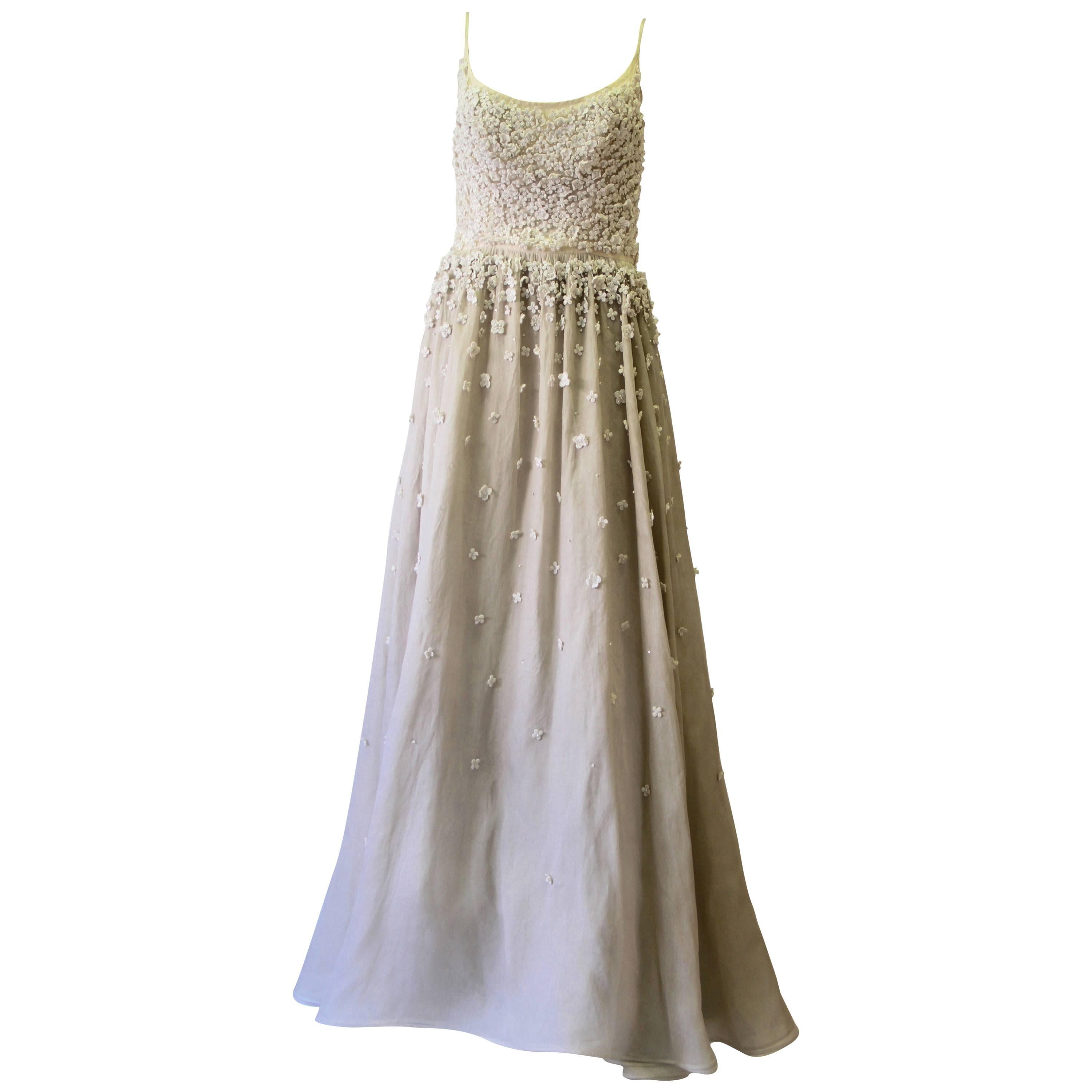 Important Pino Lancetti  Hand Embroidered Wedding Gown 1992 For Sale