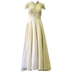 Important Pino Lancetti Hand Embroidered Duchess Satin Wedding Gown 1996