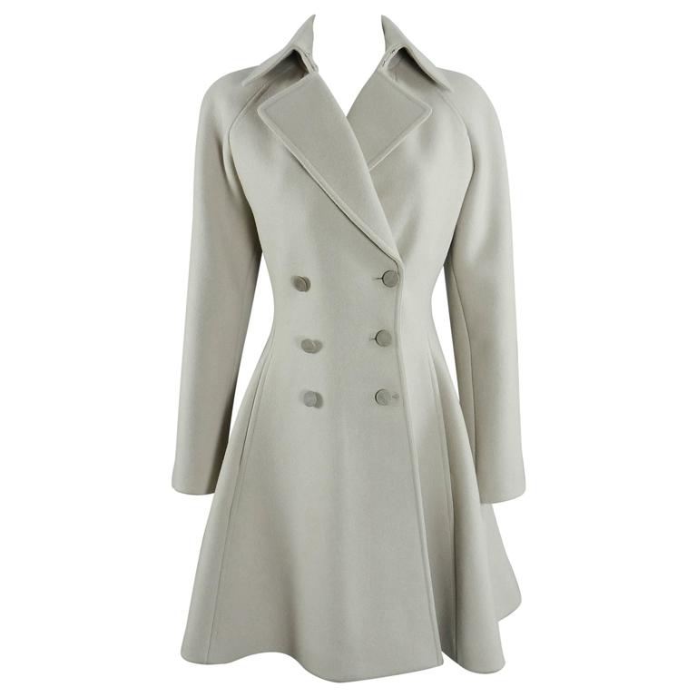 Alaia Dove Grey Structured Wool Dress Coat at 1stDibs