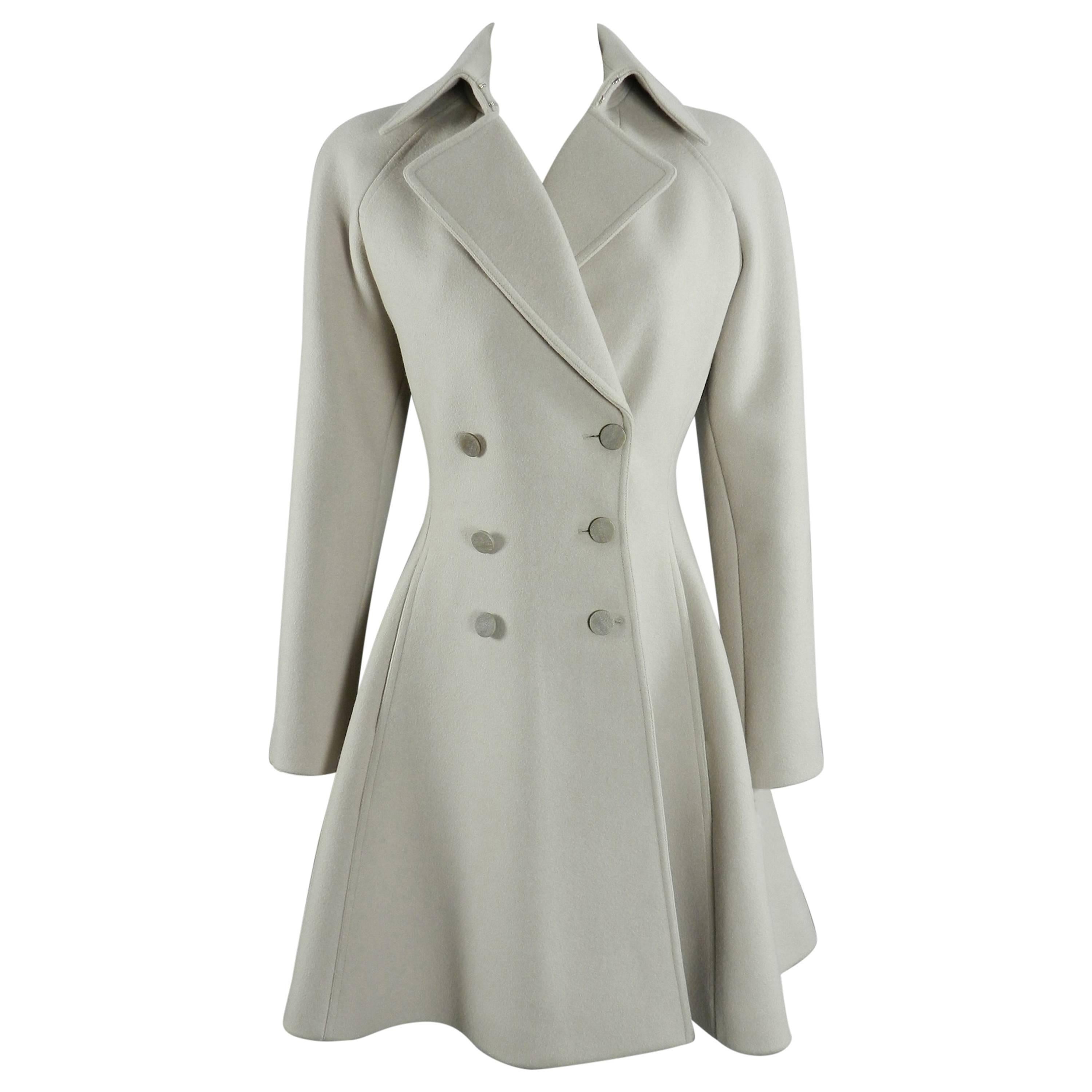 Alaia Dove Grey Structured Wool Dress Coat
