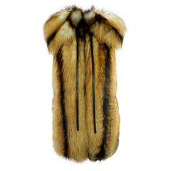 Used J. Mendel Red Fox Fur Vest / Coat with Leather Sleeves
