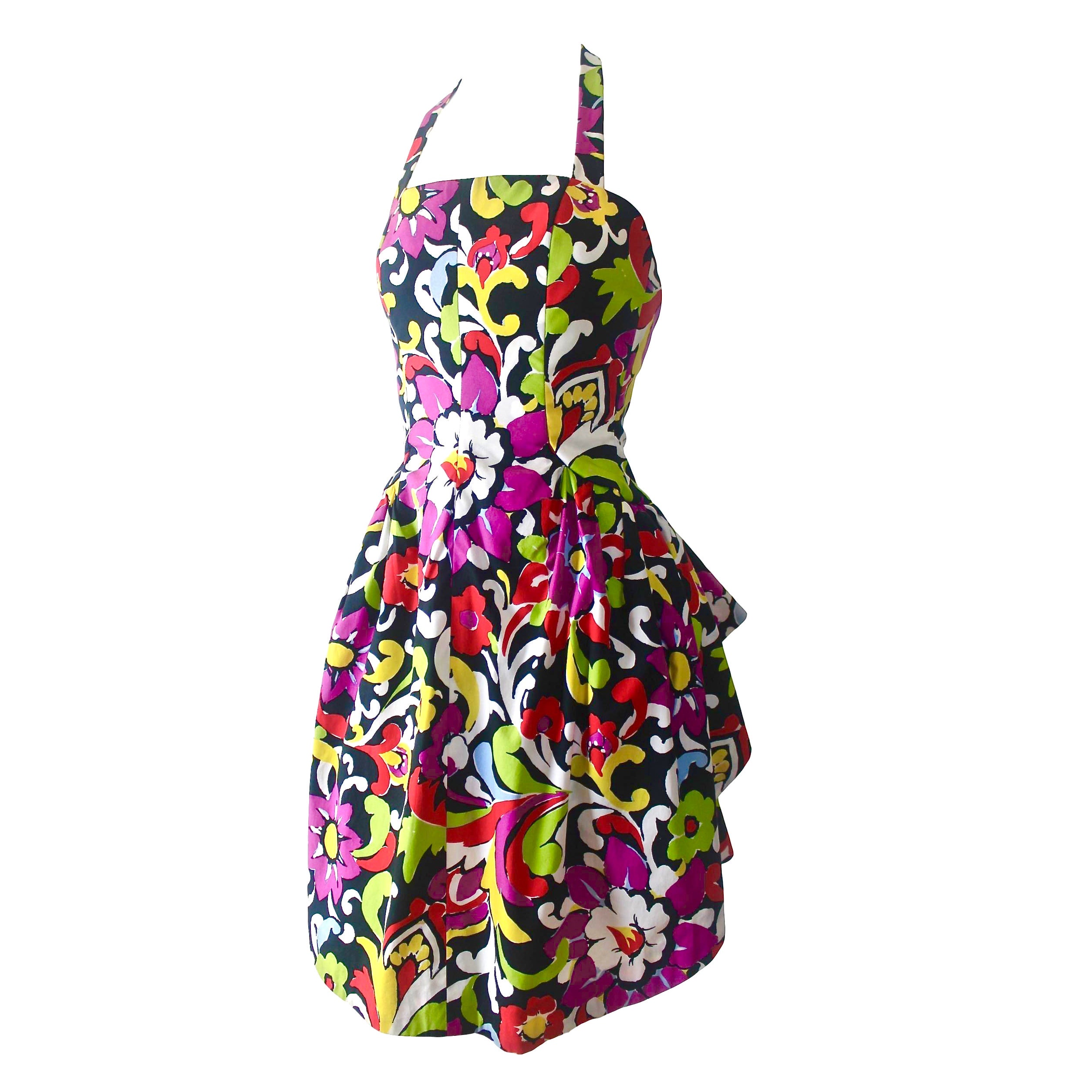 Christian Lacroix Vintage Lace-up Printed Dress For Sale at 1stDibs
