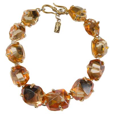 Yves Saint Laurent faceted lucite and gilt necklace, 1980s. at 1stdibs