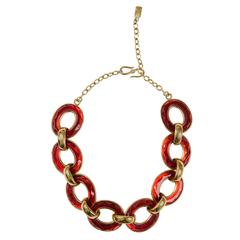 Yves Saint Laurent vivid scarlet, gilt and lucite necklace, 1980s.