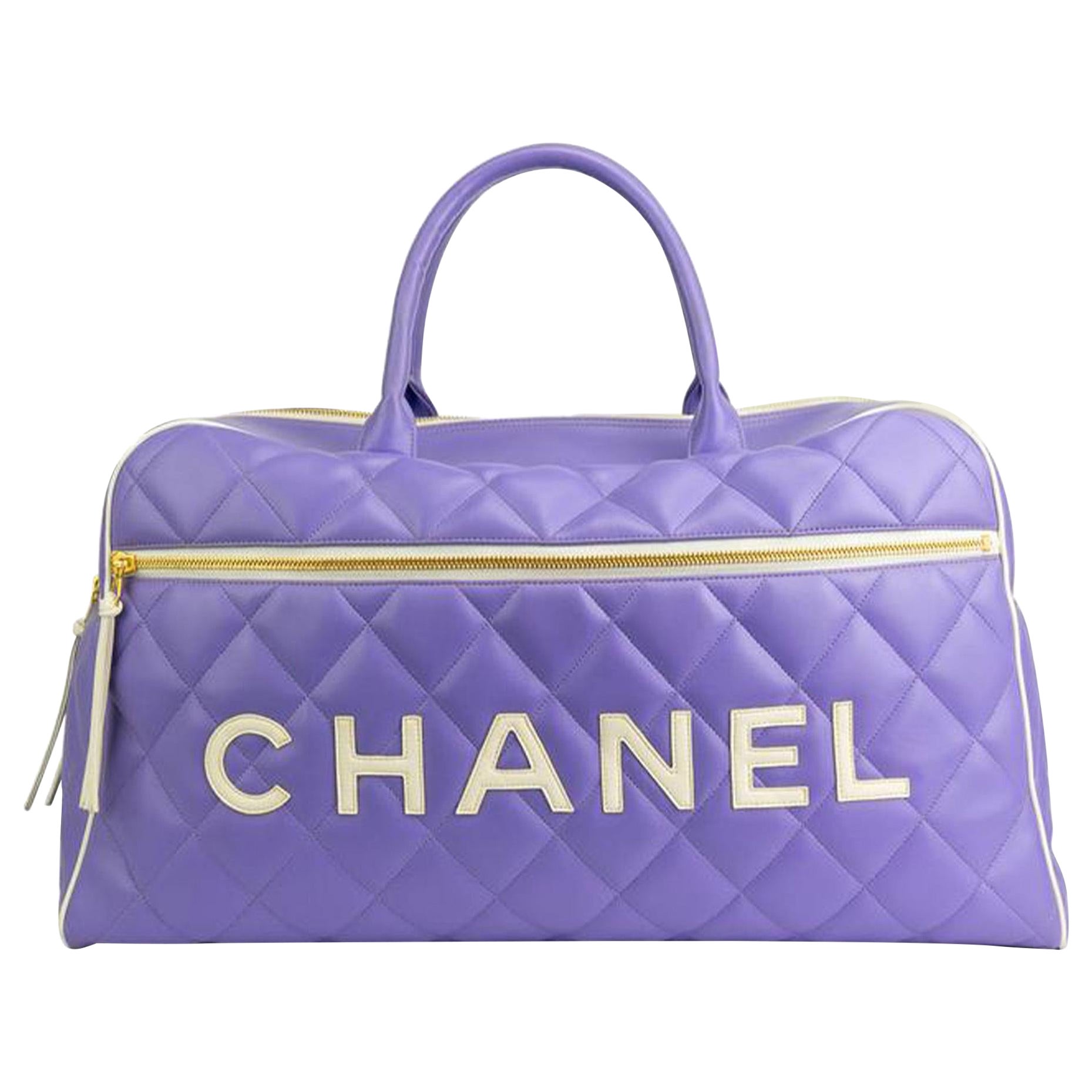Chanel Rare Purple Vintage 1990 Weekend Duffel Overnight Duffle Tote