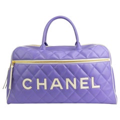Chanel Seltene lila Vintage 1990 Weekend Duffel Overnight Duffle Tote