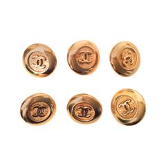 6 Vintage Gold Tone Chanel Buttons