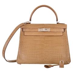 HERMES KELLY BAG 28CM POUSSIERE MATTE POROSUS CROCODILE JaneFinds