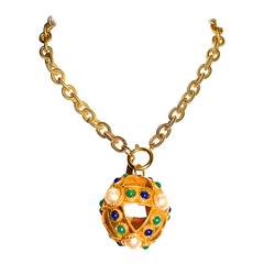 Escada Etruscan Oversized Decorated Ball Necklace