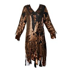 Unworn Vintage Metallic Sequin + Beaded Silk Flapper Dress with Original Tags 9
