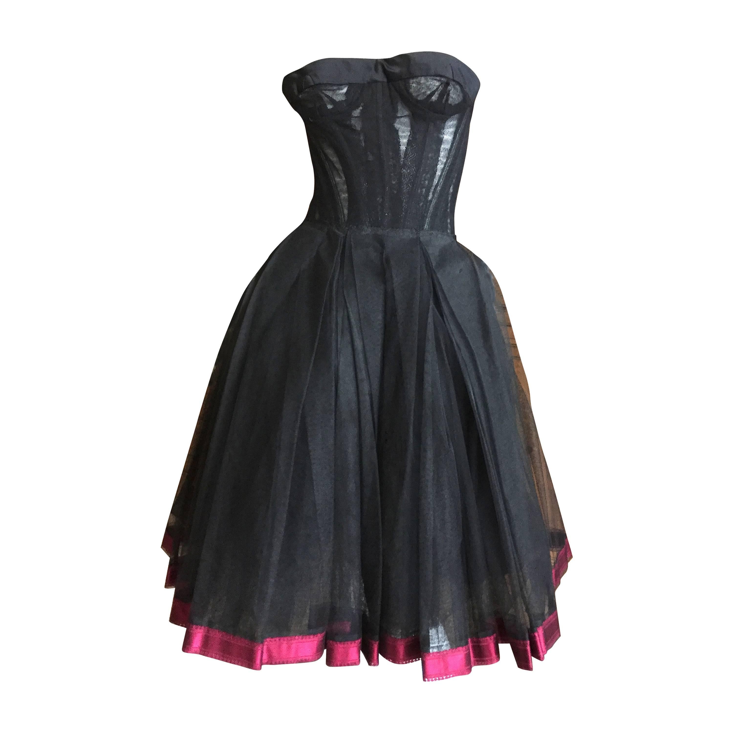 Christian DIor Attr A' 1954 Haute Couture Tulle Boned Bustier Under Dress