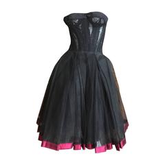 Vintage Christian DIor Attr A' 1954 Haute Couture Tulle Boned Bustier Under Dress
