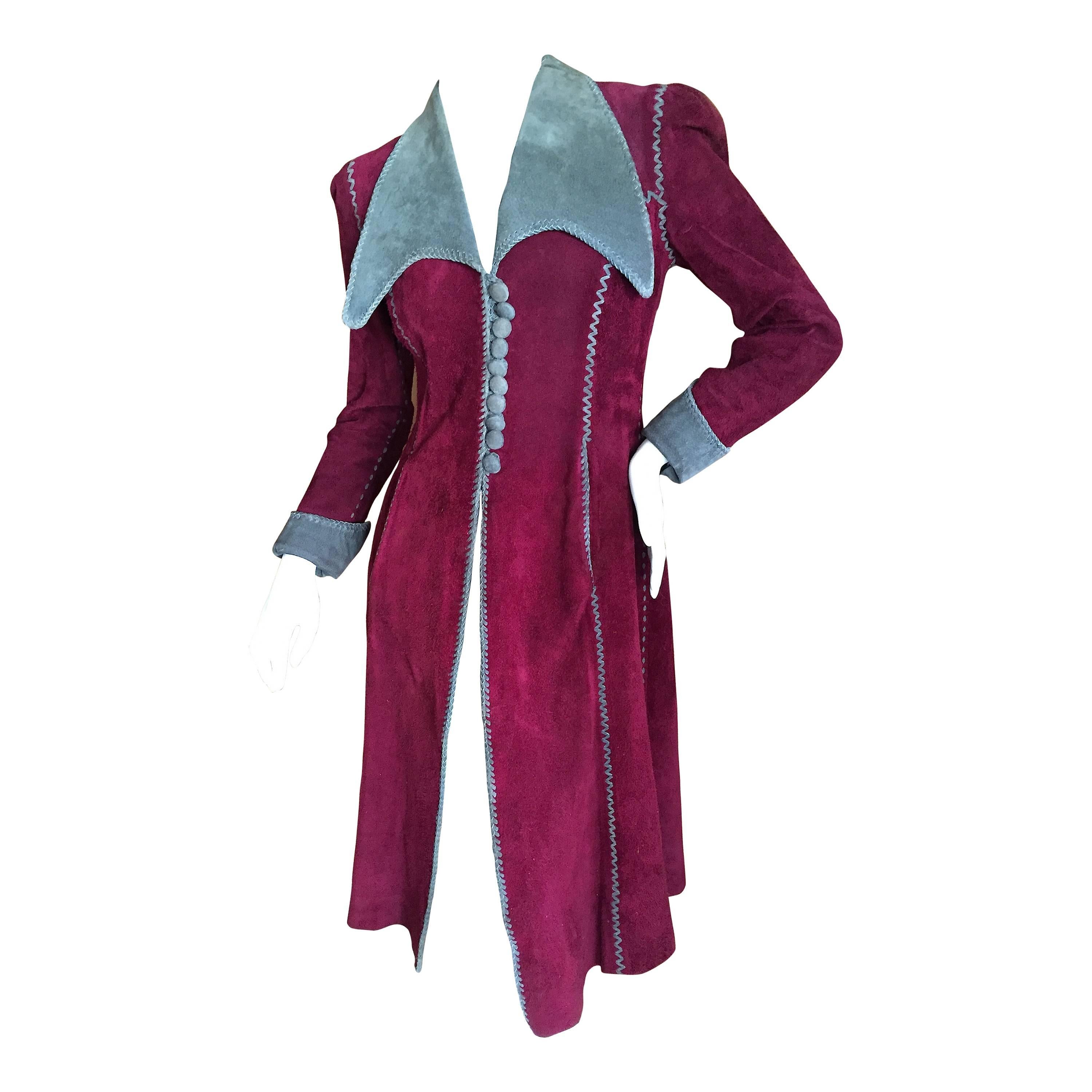 North Beach Leather 1970s Purple Suede Coat For Sale