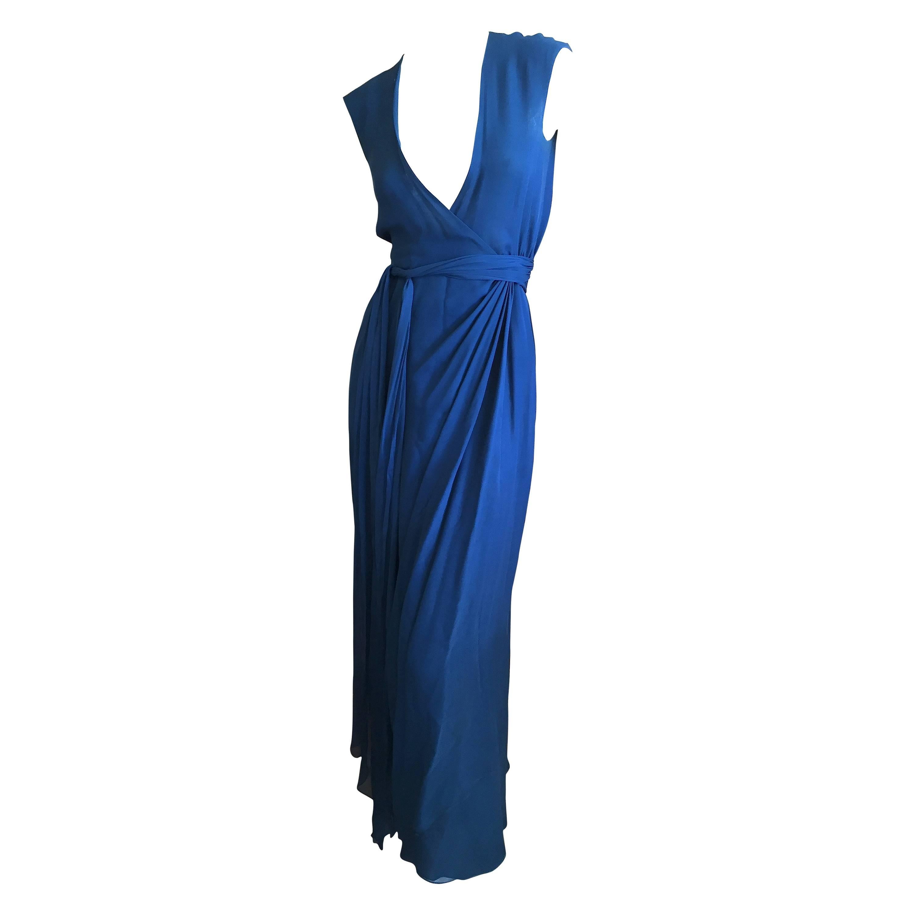 Halston Vintage Elegant 1970's Draped Silk Wrap Dress