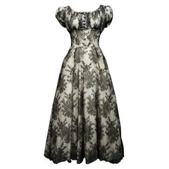 Vintage A Christian Dior Lace Couture Gown Collection Ligne Oblique (?) Circa 1950