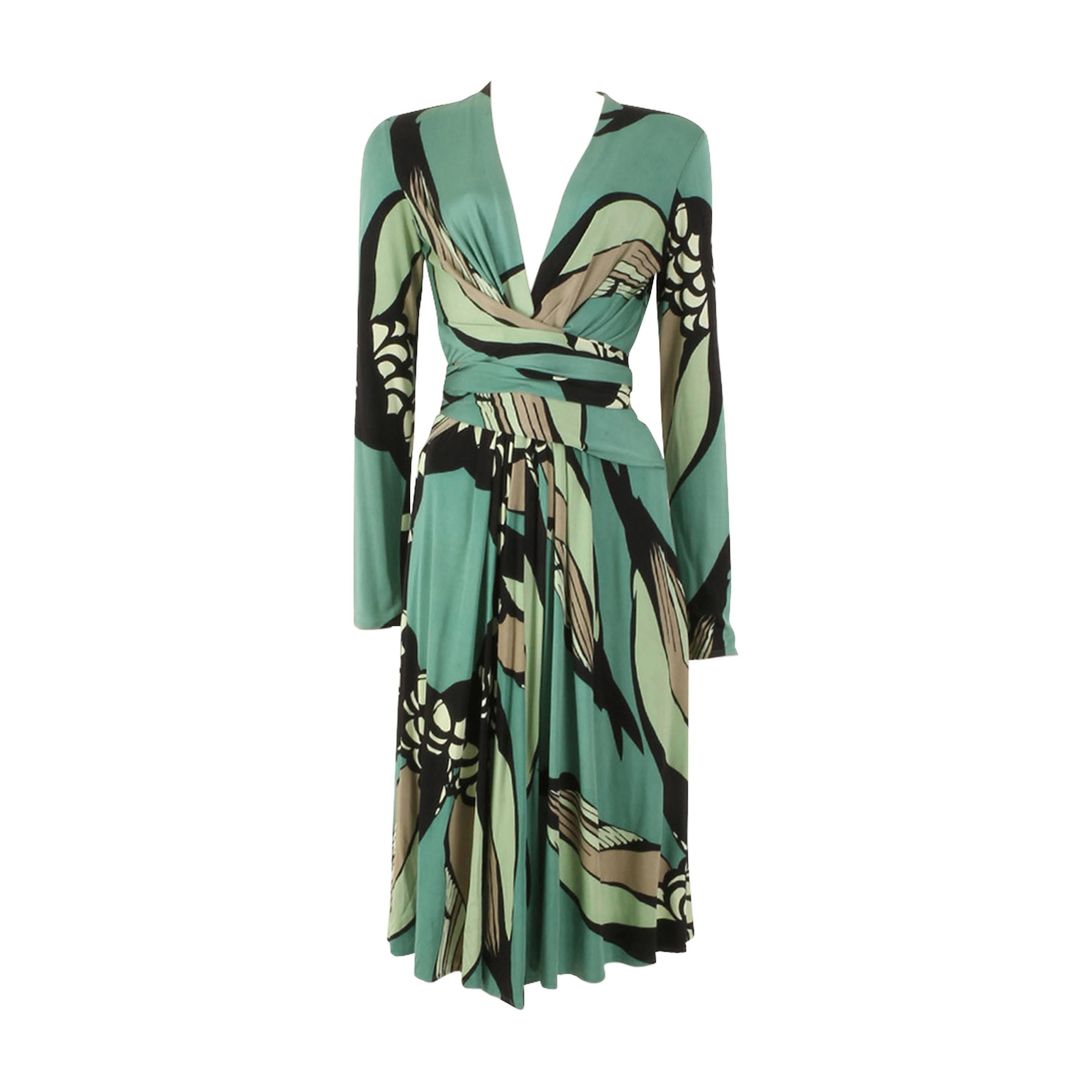 Issa Green Floral & Butterfly Print  Wrap Dress For Sale