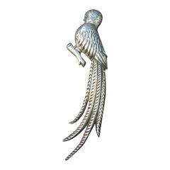 Massive Mexican Sterling Parrot Brooch c 1940s