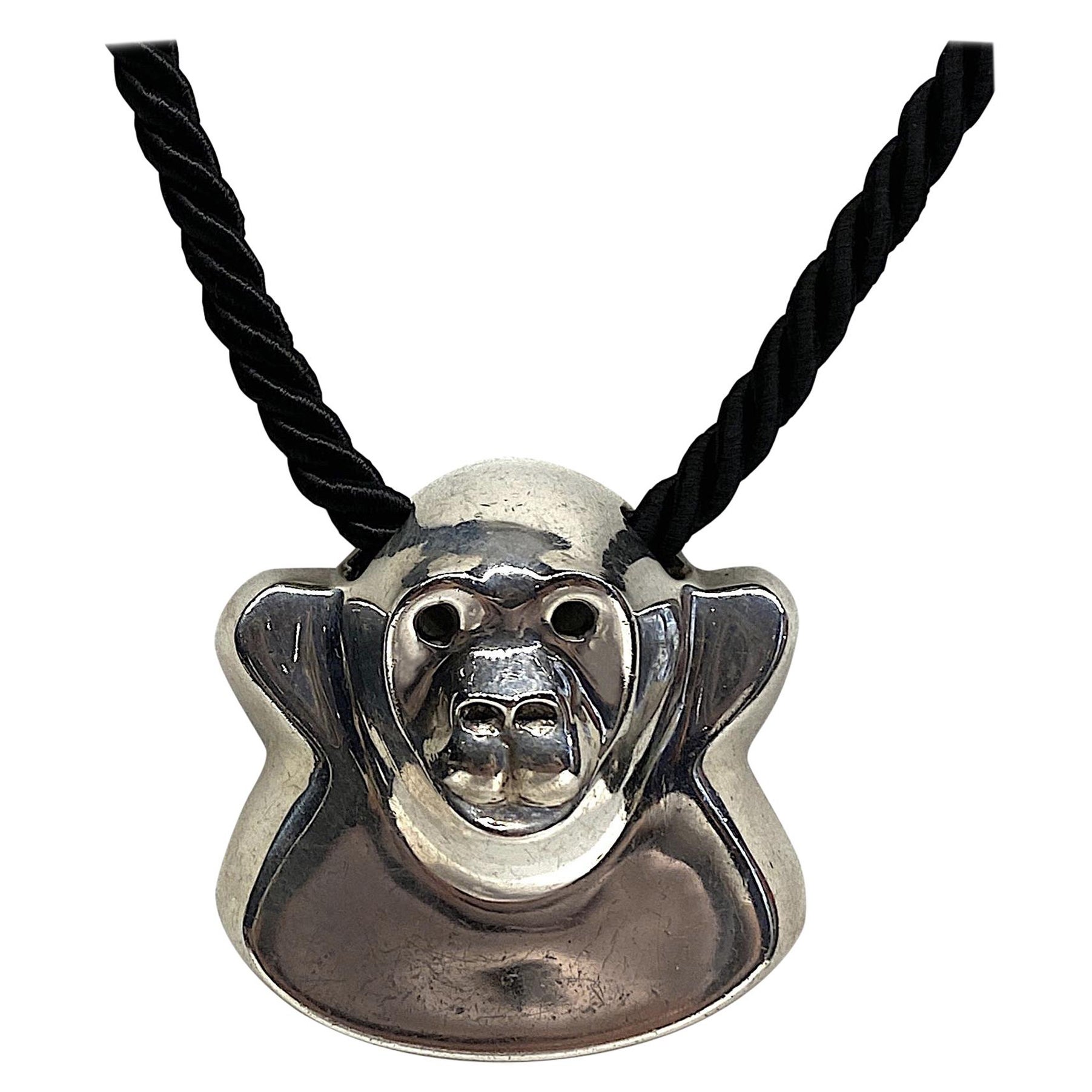 Brusca - Dante Sterling Silver Zoo Series Gorilla Pendant Necklace For Sale