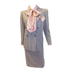 Yves Saint Laurent Haute Couture skirt suit with silk blouse