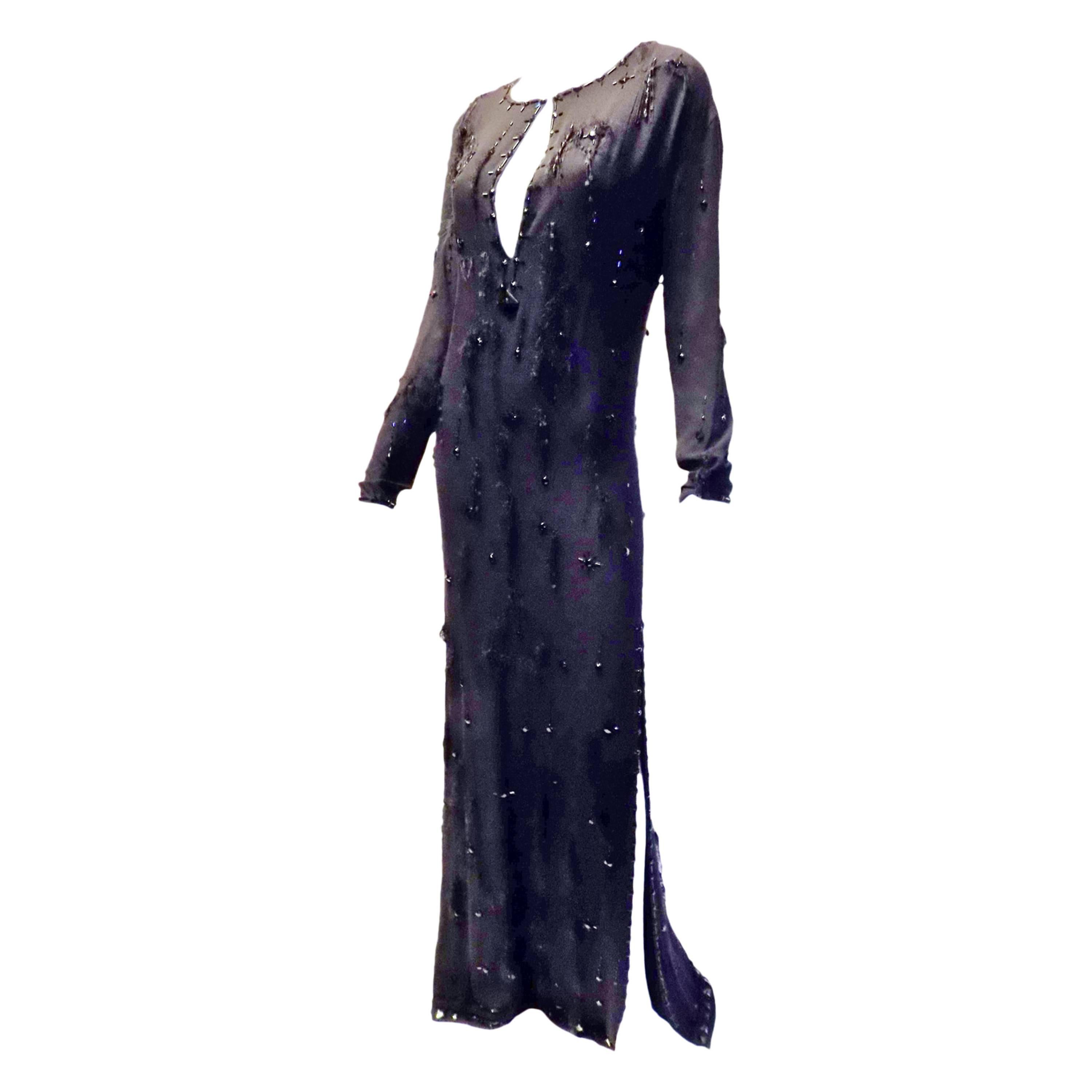 Prada silk beaded kaftan dress/gown For Sale