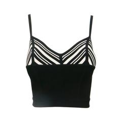 1980s Herve Leger Black and White Crop Top at 1stDibs