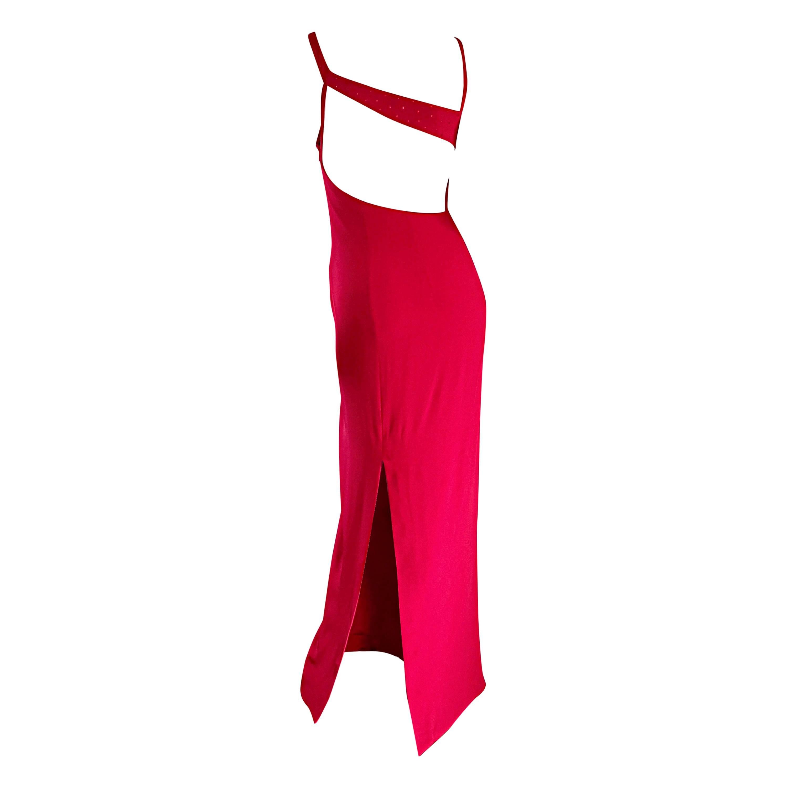 Sexy 1990 Lane Davis Size 8 Beverly Hills Hand Made Red Avant Garde Dress en vente