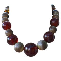 Yves Saint Laurent YSL Amber Lucite Bead Necklace Circa 1970 10