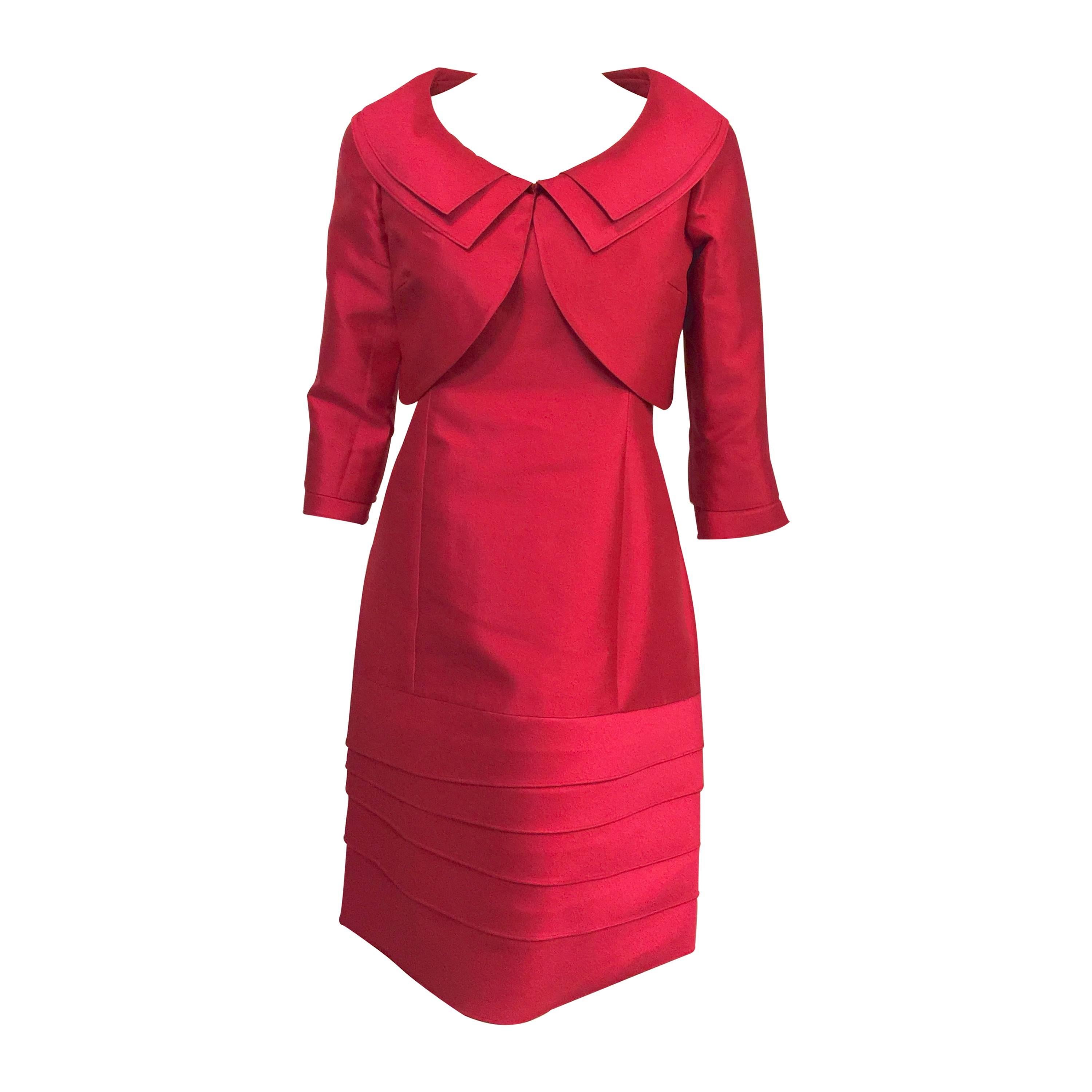 Teri Jon Fuschia Shantung Jacket Dress Ensemble For Sale