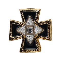 St. John Goldtone Black Enamel & Rhinestone Pin, Pendant, and Clip 8