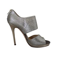 Jimmy Choo Silver & Gold Double Strap High Heel Bootie - 39.5