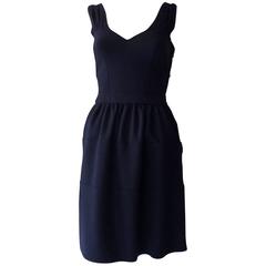 Prada 2006 Navy Blue Boiled Wool Dress XS