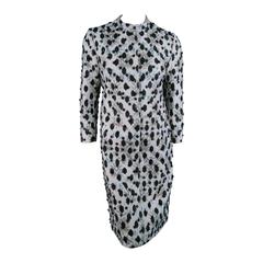 GIAMBATTISTA VALLI Size S Gray Brocade/ Floral Beaded Holiday Coat Dress 4