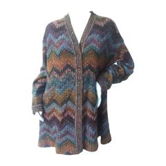 Vintage Missoni Italy Chevron Wool Knit Long Cardigan for Neiman Marcus