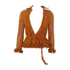 Romeo Gigli Textured Ruffle Belted Jacket Spring 2001