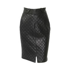 Rare Gianni Versace Quilted Leather Skirt 1983
