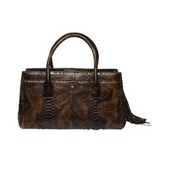 CHANEL Black and Brown Top Handle Python Bag