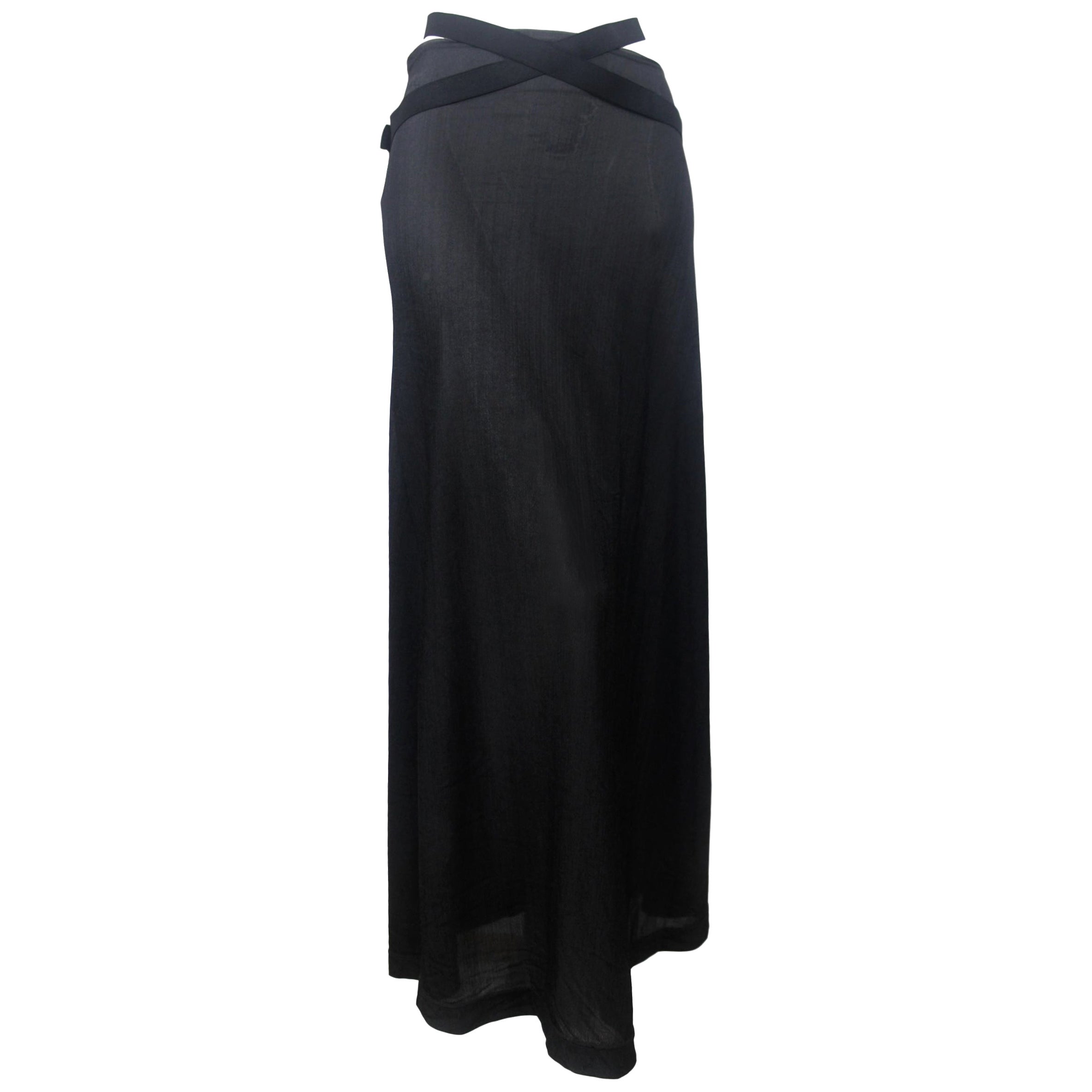 Comme des Garcons Black Wool Wrap Skirt with Black PomPom Appliques For ...
